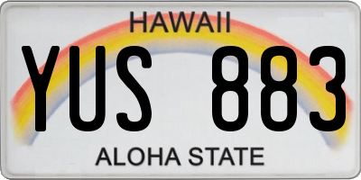 HI license plate YUS883