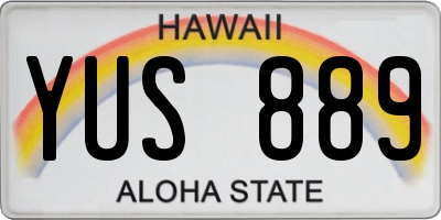 HI license plate YUS889