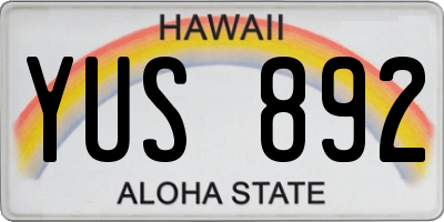 HI license plate YUS892
