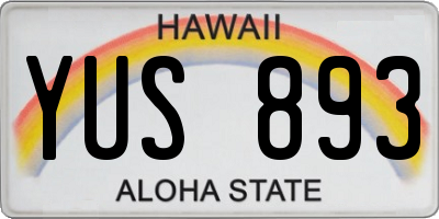 HI license plate YUS893