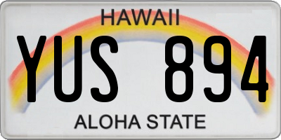 HI license plate YUS894