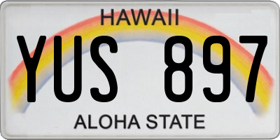 HI license plate YUS897