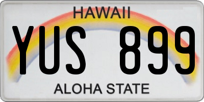 HI license plate YUS899