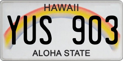HI license plate YUS903