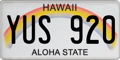 HI license plate YUS920