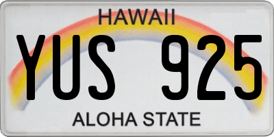 HI license plate YUS925