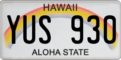 HI license plate YUS930