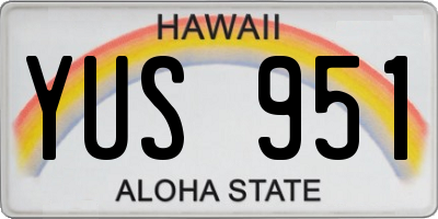 HI license plate YUS951