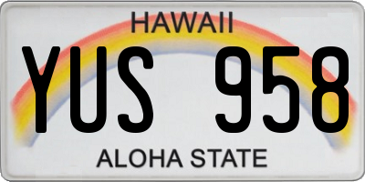 HI license plate YUS958