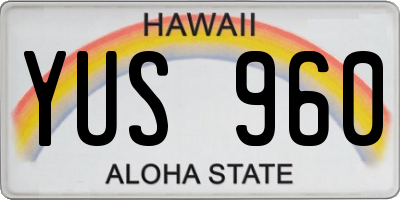 HI license plate YUS960