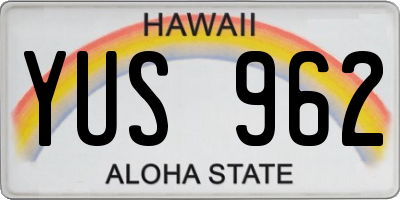 HI license plate YUS962