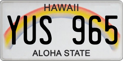 HI license plate YUS965