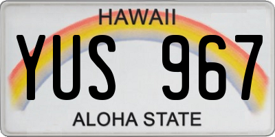 HI license plate YUS967
