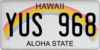 HI license plate YUS968
