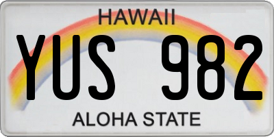 HI license plate YUS982