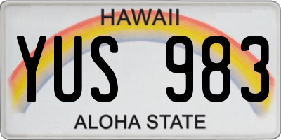 HI license plate YUS983