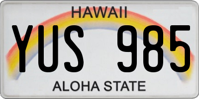 HI license plate YUS985