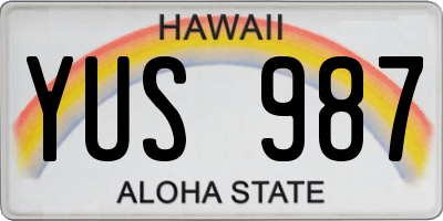 HI license plate YUS987
