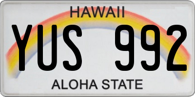 HI license plate YUS992