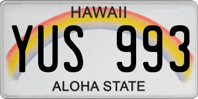 HI license plate YUS993
