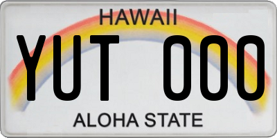 HI license plate YUT000