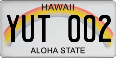 HI license plate YUT002