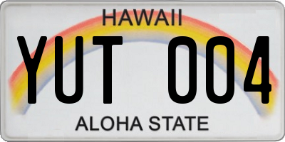HI license plate YUT004