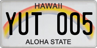 HI license plate YUT005