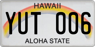 HI license plate YUT006
