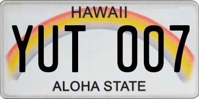 HI license plate YUT007