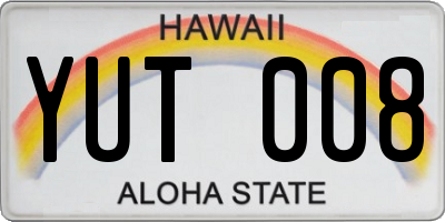 HI license plate YUT008