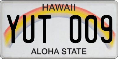 HI license plate YUT009