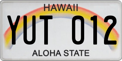 HI license plate YUT012