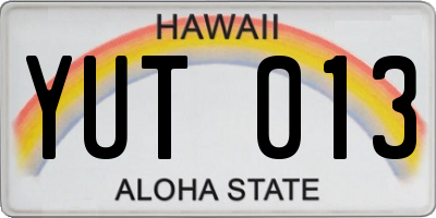 HI license plate YUT013