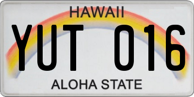 HI license plate YUT016