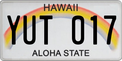 HI license plate YUT017
