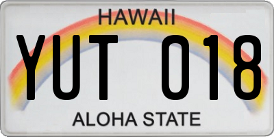 HI license plate YUT018