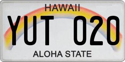 HI license plate YUT020