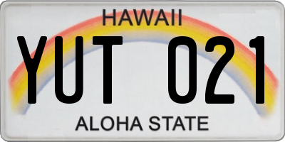 HI license plate YUT021