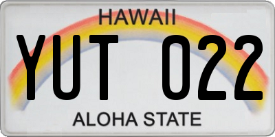 HI license plate YUT022