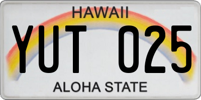 HI license plate YUT025