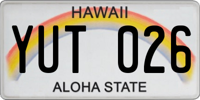 HI license plate YUT026