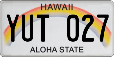 HI license plate YUT027
