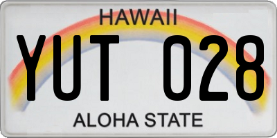 HI license plate YUT028
