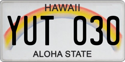 HI license plate YUT030