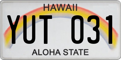 HI license plate YUT031