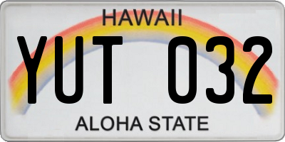 HI license plate YUT032