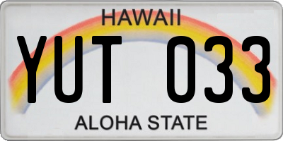 HI license plate YUT033