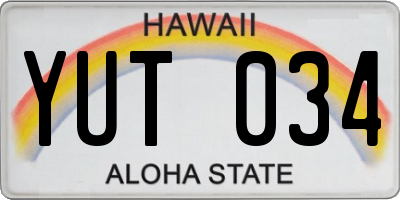 HI license plate YUT034