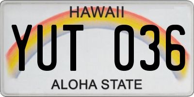 HI license plate YUT036